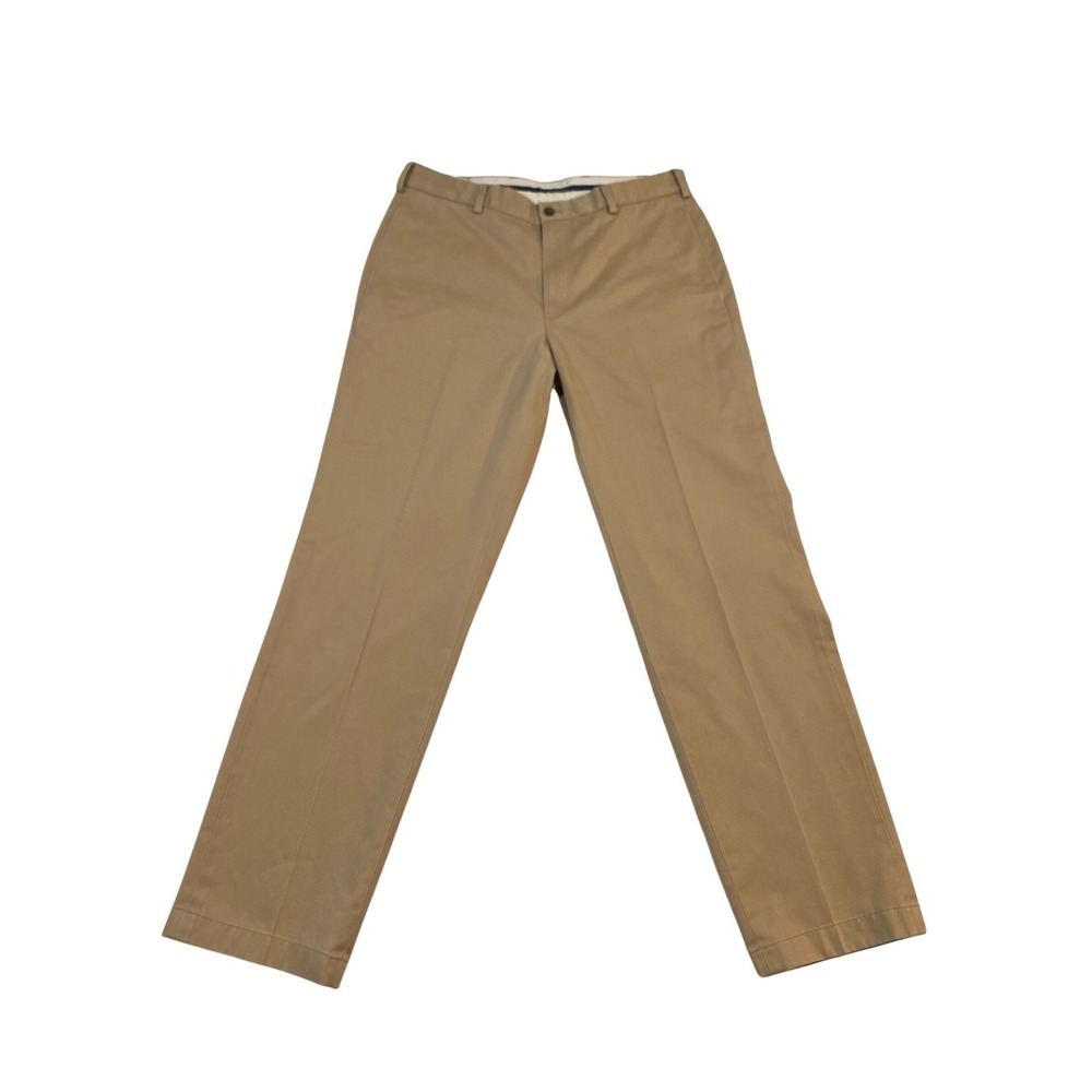 Brooks Brothers Advantage Chino Clark Fit Khaki Tan Cotton Pants Mens 34x32